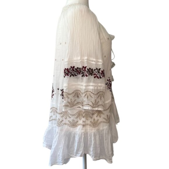 FREE PEOPLE | Pre-Loved Boho Embroidered Cream Tunic Top – Size M - GWP - Picture 4 of 9